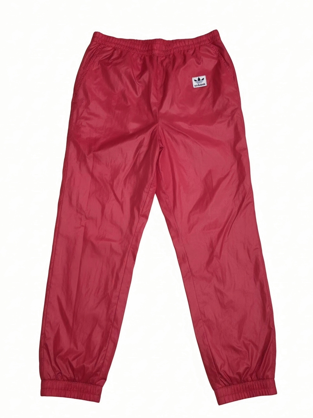Vintage 80s Adidas Trefoil Red Ripstop Nylon Track Pants (Size M)